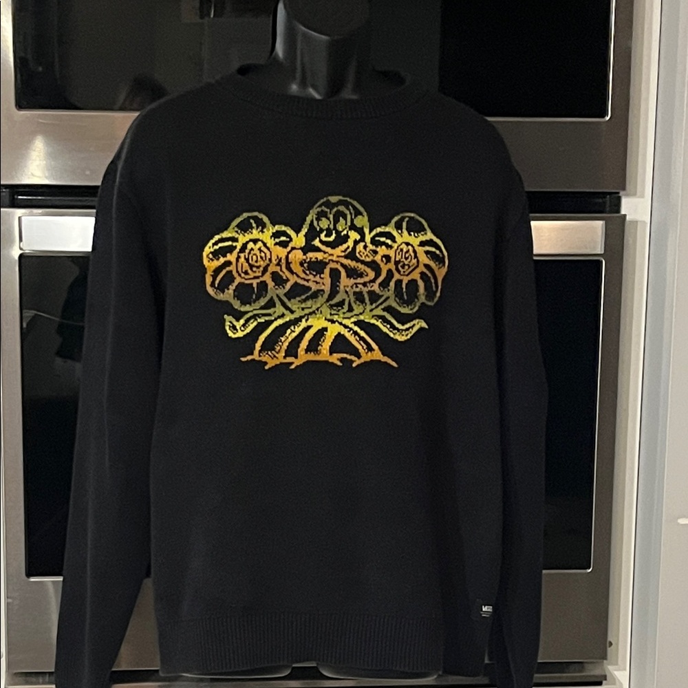 Vans Black Sweater with Yellow and Orange Graphic 100% cotton